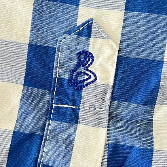 Boden Men Blue White Gingham Check Button Down Long Sleeve Shirt Preppy Size 16" - Picture 6 of 10
